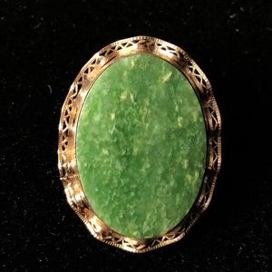 Vintage 1/20 12KGF and Green Semi Precious Stone Oval Convertible Brooch Pendant